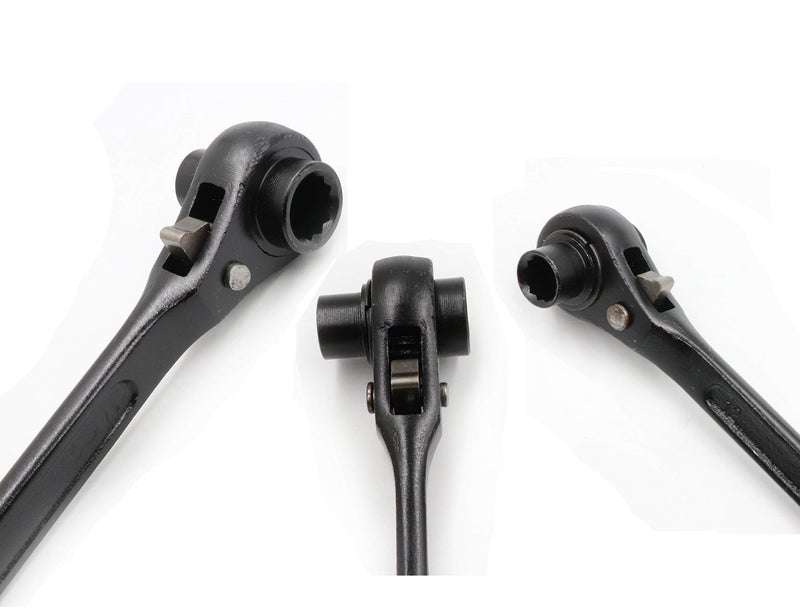 LBY 2-Pack Hexagon Scaffold Quick Wrench, 12mm/14mm Ratchet Spanner, Double Ended Socket, Ratcheting Scaffold, Pointed Tail (Black) - Image 4